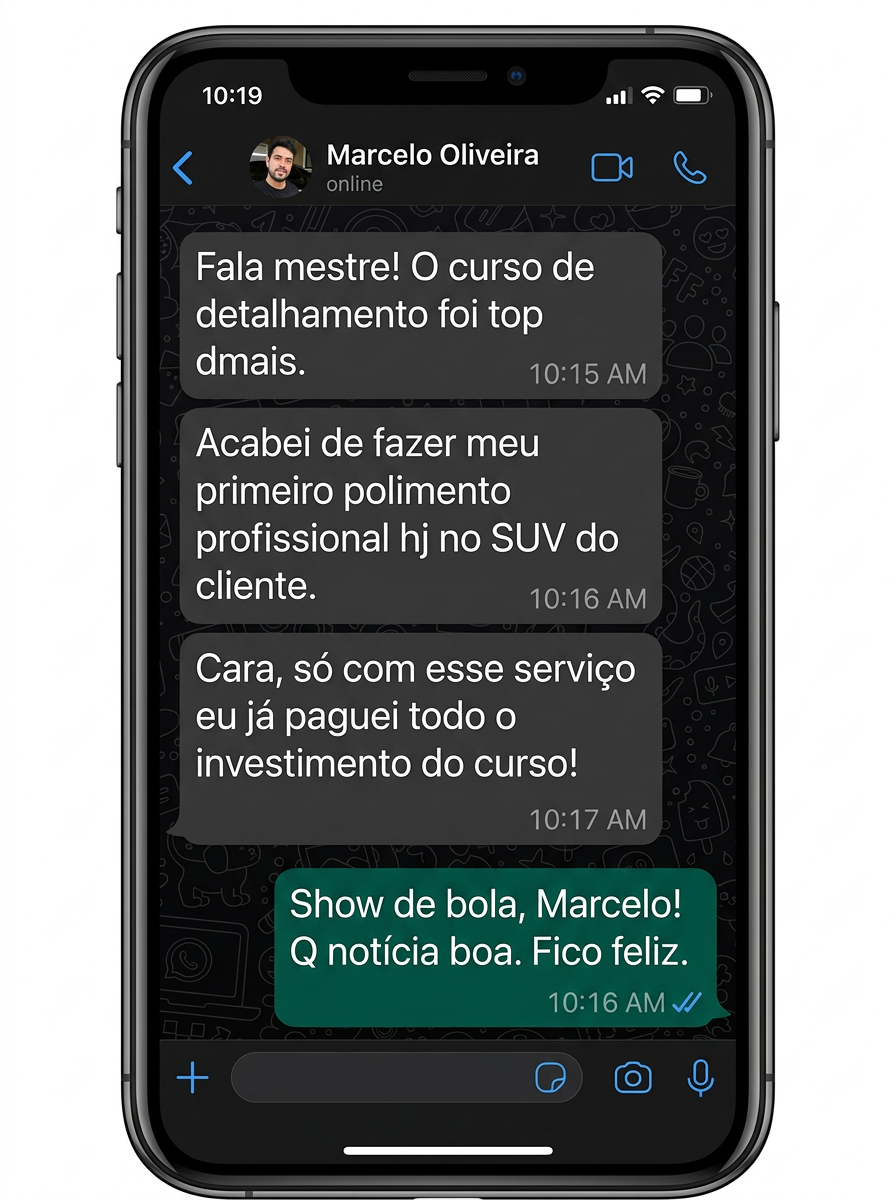 Print do WhatsApp de Marcelo Oliveira dizendo que já pagou o investimento no primeiro atendimento