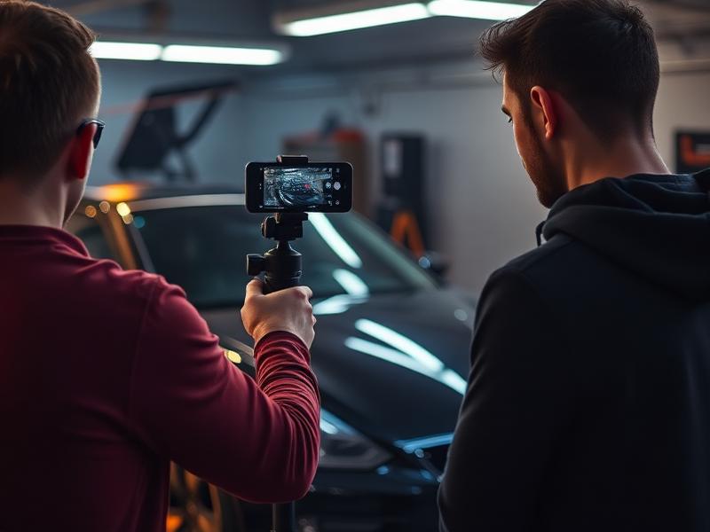 Gravando vídeo de carro detalhado para redes sociais